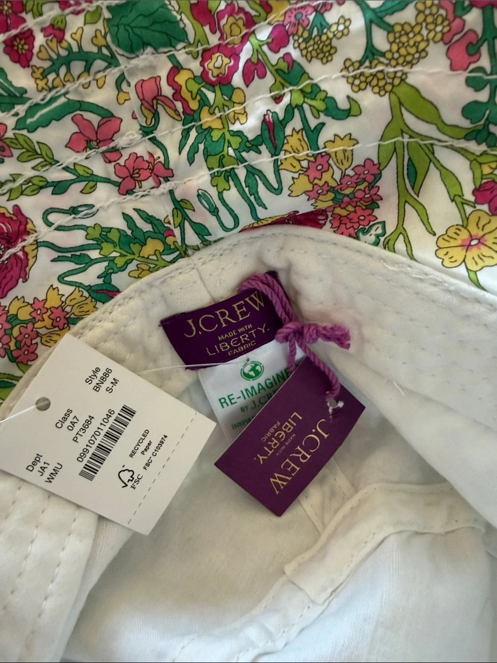 J. Crew Liberty Fabric Floral Bucket Hat - Pink, Green & Yellow Size S-M